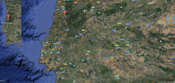 Coimbra map @ 2013 Google Maps